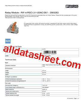RIF-4-RSC-LV-120AC Datasheet PDF - PHOENIX CONTACT