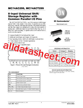 MC74ACT299 Datasheet PDF - ON Semiconductor