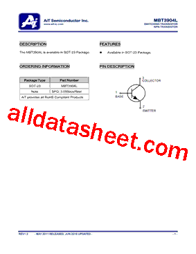 MBT3904L Datasheet PDF - AiT Semiconductor Inc.