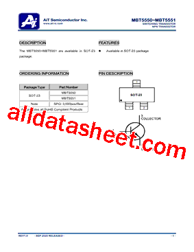 MBT5550 Datasheet PDF - AiT Semiconductor Inc.
