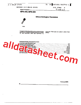 MPS-A63 Datasheet PDF - List of Unclassifed Manufacturers