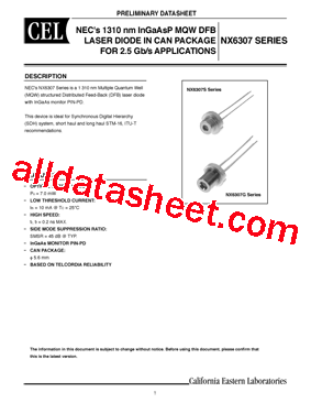 NX6307 Datasheet PDF - California Eastern Labs