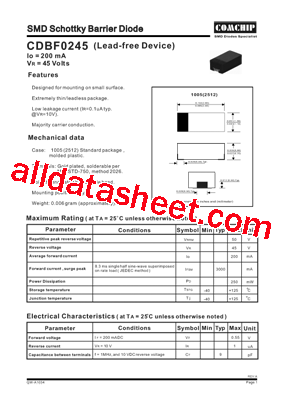 CDBF0245 Datasheet PDF - Comchip Technology
