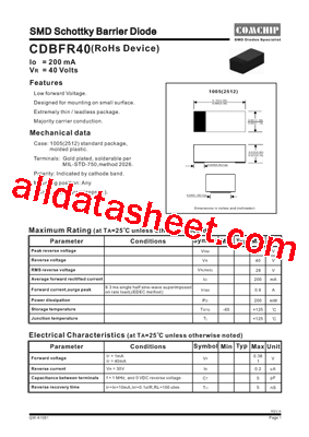 CDBFR40 Datasheet PDF - Comchip Technology