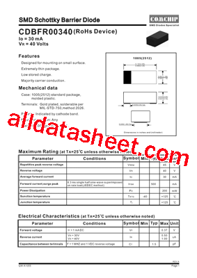 CDBFR00340 Datasheet PDF - Comchip Technology