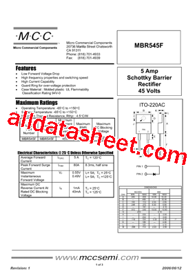 MBR545F Datasheet PDF - Micro Commercial Components