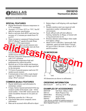 DS1921G Datasheet PDF - Dallas Semiconductor
