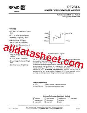 RF2314 Datasheet PDF - RF Micro Devices