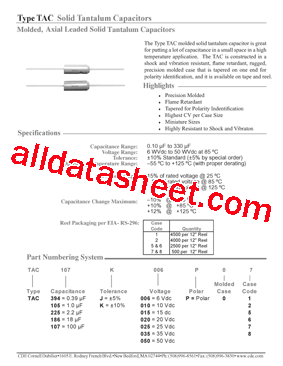 TAC105J006P01 Datasheet PDF - Cornell Dubilier Electronics