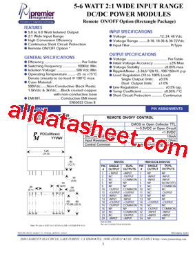 PDCS06051 Datasheet PDF - Premier Magnetics, Inc.