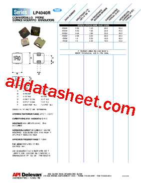 LP404R-R36M Datasheet PDF - API Delevan
