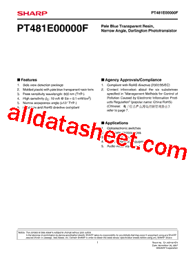 PT481E00000F Datasheet PDF - Sharp Corporation