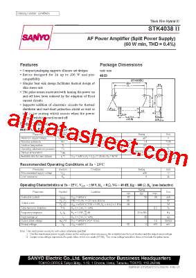 STK4038II Datasheet PDF - Sanyo Semicon Device