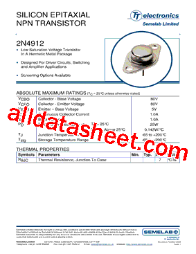2N4912 Datasheet PDF - Seme LAB