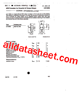 2N3055 Datasheet PDF - Siemens Semiconductor Group