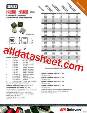 LP4040R-R60M Datasheet PDF - API Delevan