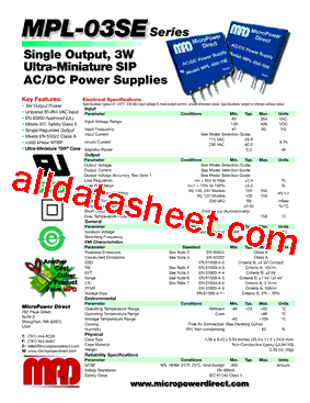 MPL-03S-09E Datasheet PDF - MicroPower Direct, LLC