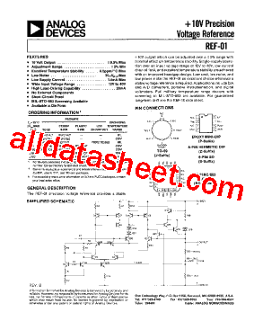 REF01 Datasheet PDF - Analog Devices