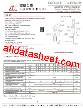 SRF830 Datasheet PDF - Gaomi Xinghe Electronics Co., Ltd.
