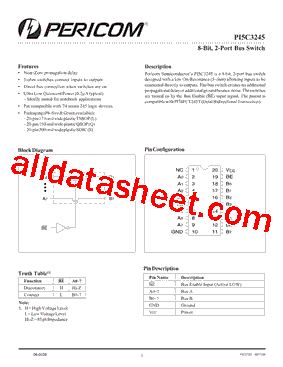 PI5C3245LE Datasheet PDF - Pericom Semiconductor Corporation