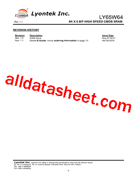 LY65W64 Datasheet PDF - Lyontek Inc.