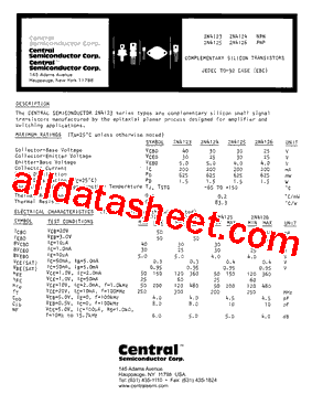 2N4123 Datasheet PDF - Central Semiconductor Corp