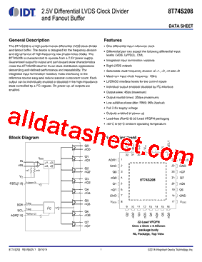 8T74S208 Datasheet PDF - Integrated Device Technology