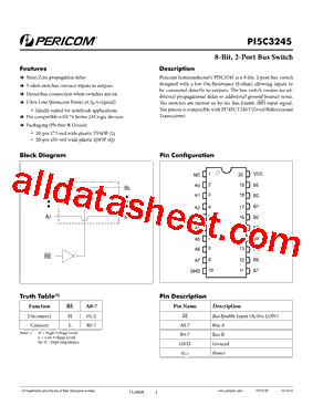 PI5C3245LE Datasheet PDF - Pericom Semiconductor Corporation