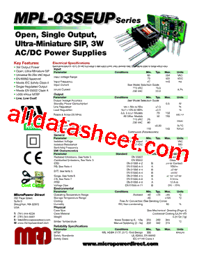 MPL-03S-09EUP Datasheet PDF - MicroPower Direct, LLC