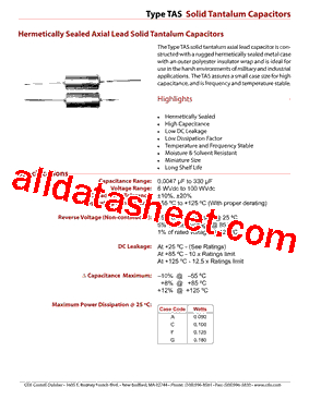 TAS225K006P1A Datasheet PDF - Cornell Dubilier Electronics