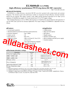 ELM600-SERIES Datasheet PDF - ELM Technology Corporation