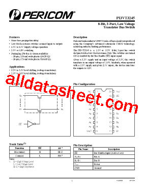PI3VT3245 Datasheet PDF - Pericom Semiconductor Corporation