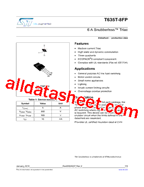 T635T-8FP Datasheet PDF - STMicroelectronics